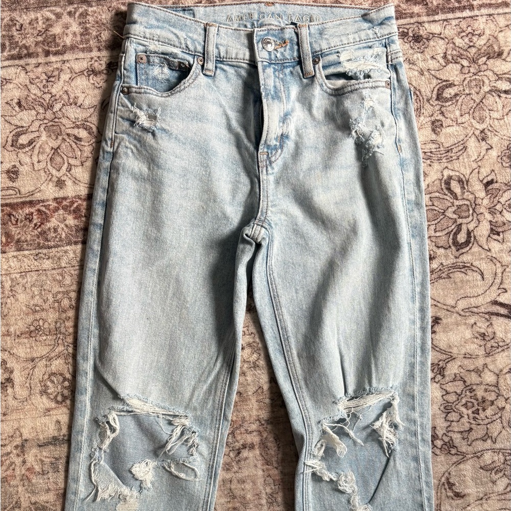 American Eagle Light Blue Stretch Jeans with Contrast Stitching